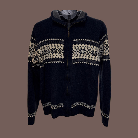 Vintage Other - Nordic Fair Isle Sweater | Navy Zip-Up | Size M | Vintage